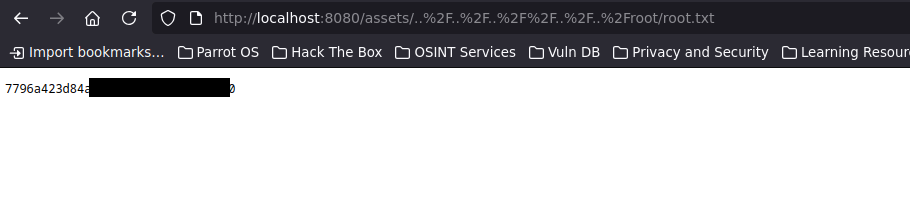 Root flag image on browser